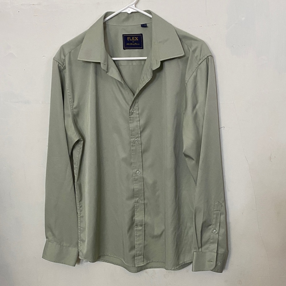 FLEX Men’s Sage Green Long-Sleeve Dress Shirt